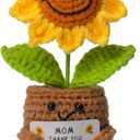 Levvohd Thank You Gifts for Mom from Daughter, Crochet Sun Flower Desk Decor Accessories are The Best Positive Gifts for Women Mothers Day Birthday (Brown Sunflower MOM - A)