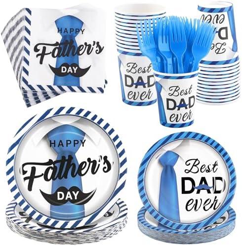 Kochorie 144 Pieces Father's Day Party Tableware Sets Including Disposable Plates Napkins Cups Forks Serves 24 for Father's Day Decorations Dad Grandpa Celebration Happy Father's Day Party Supplies Kochorie 144 Pieces Father's Day Party Tableware Sets Including Disposable Plates Napkins Cups Forks Serves 24 for Father's Day Decorations Dad Grandpa Celebration Happy Father's Day Party Supplies