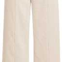 WDIRARA Women's High Waisted Straight Leg Corduroy Long Pants with Pockets (Medium, Apricot)