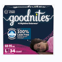 Goodnites Girls' Nighttime Bedwetting Underwear, Size Large (68-95 lbs), 75 Ct (3 Packs of 25), 