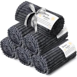 Moukeren 6 Pack Employee Appreciation Gifts Textured Thank You Blankets Bulk Human Sunshine Inspirational Throws Graduation Wedding Gifts for Staff Graduates Guests Teacher Nurses(Dark Gray, Sunshine)