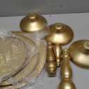 QENUIITEA Set of 3 Gold Cake Stands, Metal Round Cake Holder Dessert Pie Pizza Display Stand 8" 10" 12" Serving Tray Decoration for Wedding Celebration Party Birthday Baby Shower