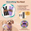 2 Pieces Dog Diaper Suspenders Escape Proof, Adjustable Belly Band for Male Dogs and Diaper Holder for Female Dogs in Heat, Washable & Reusable with 3 Clips(Black&Purple,S/M)