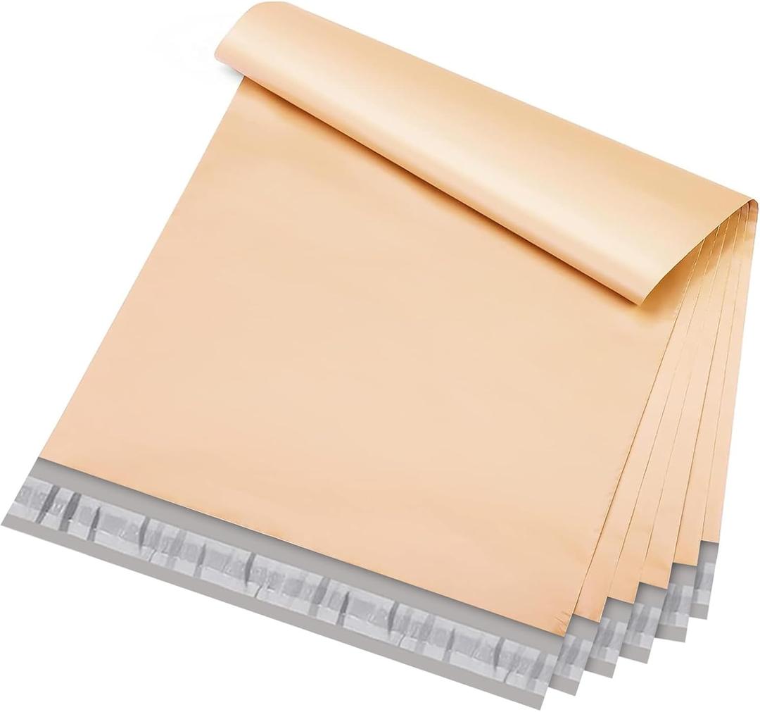 Metronic Poly Mailers 12x15.5 100 Pack, Medium Size Shipping Bags for Clothing, Strong Self-Seal Mailers Poly Bags Shipping Envelopes, Thick Mailing Bags Package Bags for Small Business, Champagne