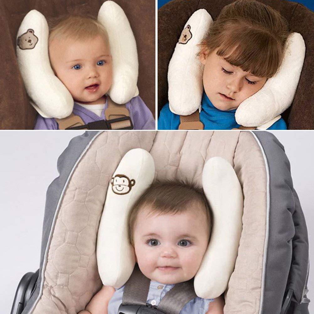Adjustable Infants and Baby Neck Head Support,U-Shape Children Travel Pillow Cushion for Car Seat,Offers Protection Safety for Kids (White)