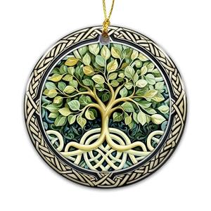Tree of Life Ornament – Celtic Knot Ceramic Ornament with Symbolic Family Tree Design, Nature-Inspired Spiritual Decor Gift for Christmas, Healing, or Home Blessing