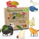 Taksa Toys Locomo Family 1 Open-Ended Waldorf Educational Outdoor Play Figures, Wooden Animal Montessori Toys for Kids 3 4 5 6 7+ for Childs Learning & Creativity Year Old, Gifts (Set of 5)