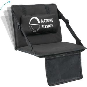 Upgraded Stadium Seat with Back and Lumbar Support and Padded Cushion Foldable and Portable Perfect for Bleacher Chair in Sports Events and Camping Lawn Use (Black)