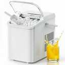 NEWBULIG Ice Makers Countertop with Handle, Portable Ice Machine, 9 Bullet Ice Cubes in 6 Mins, 26lbs in 24Hrs, Auto-Cleaning, with Basket and Scoop, for Home, Kitchen, RV, Camping,White