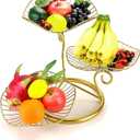 OwnMy 3-Tier Fruit Basket Stand Decorative Iron Fruit Bowl, Metal Wire Fruit Holder Storage Trays Table Countertop Holder for Vegetables Bread Snack, Modern Fruit Bowls for Kitchen Home Use, 18.31 inches x 13.39 inches
