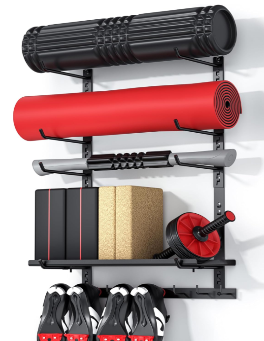 Home Gym Storage Shelf Only, Adjustable Gym Equipment Organizer Wall Mounted with Shelf for Home Training Accessories