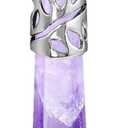 BEADNOVA Healing Crystal Necklace for Women Men Natural Amethyst Quartz Crystal Pendant Energy Healing Gemstones Jewelry Pendulum Crystal Divination (Hexagonal,18 Inches Stainless Steel Chain)