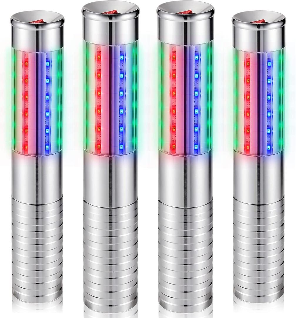 Civaner Upgrade 4 Pcs Bottle Service Lights LED Strobe Baton Bottle Girl Lights Rechargeable Handheld Flashing Club Signs for Birthday Wedding Party(Silver Colorful Light)