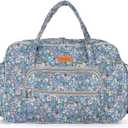 Yarn Storage Organizer, Knitting Crossbody Bag, Large Crochet Bag Tote Gift Yarn Holder Case for Carrying Projects, Knitting Needles, Crochet Hooks and Other Accessories (Flower-Blue)