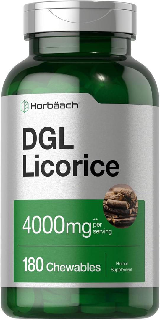 Horbach DGL Licorice Supplement | 180 Chewable Tablets | Deglycyrrhizinated Licorice Root Extract | Non-GMO & Vegetarian Formula, BB 06/2026