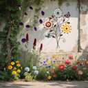 DETENE Metal Sunflower Wall Decor with Butterfly 3D Colorful Outdoor Wall Art Fence Decorations for Patio Metal Flowers Wall Hanging Ornament for Garden Porch Living Room Balcony Farmhouse