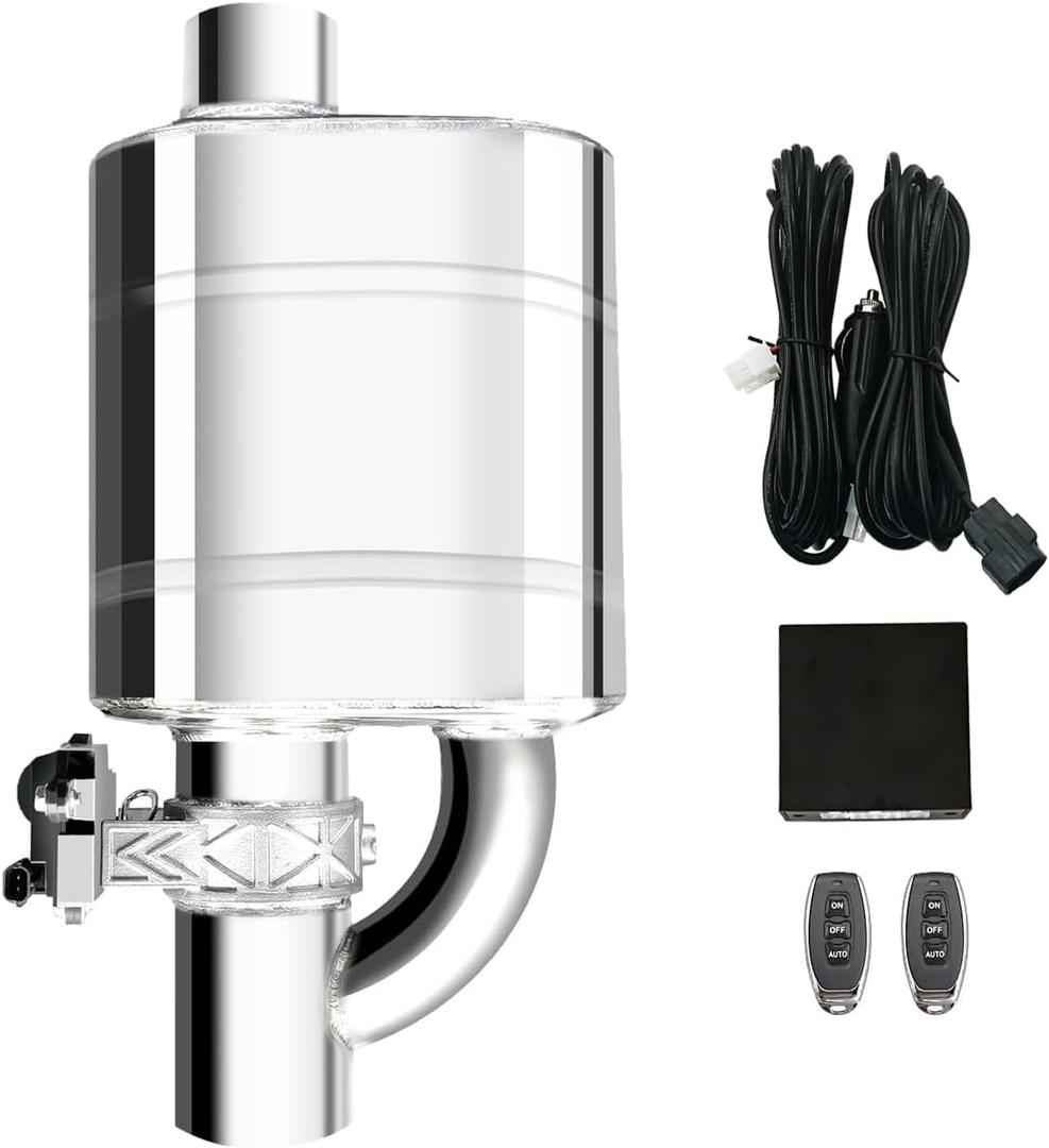 3 Inch Valved Muffler Electric Exhaust Cutout with Muffler Cat Back Exhaust System Kit