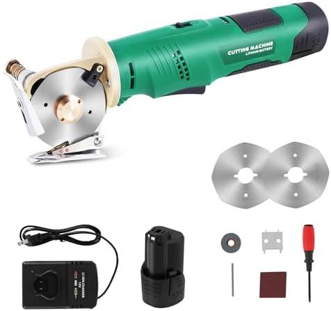 MXBAOHENG Electric Rotary Cutter Cordless Electric Scissor Rechargeable Fabric Shear for Cloth/Paper/Carpet/Leather Cutting Thickness ≤2.5cm (1 Battery)