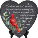 Cardinal Heart Memorial Stone - Those We Love Sympathy Gift, 8 inches x 0.3 inches