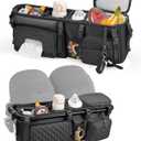 Double Stroller Organizer Bag for Bob Duallie and Baby Jogger City Mini Gt2, Double Stroller Caddy Organizers with Cup Holder,Parent Console Stroller Accessories with Cooler Pockets (Onyx Black)