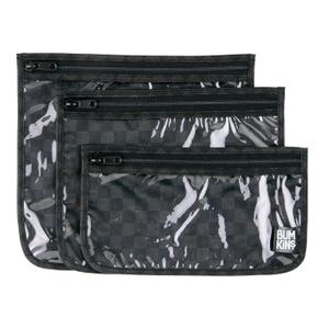 Bumkins Travel Bag, Toiletry, TSA Approved Pouch, Zip Bag, Quart Size Airline Compliant, Clear-Sided, Baby, Diaper Bag Organization, Makeup, Accessories, Carry On Packing, Set of 3 Sizes, Black Check