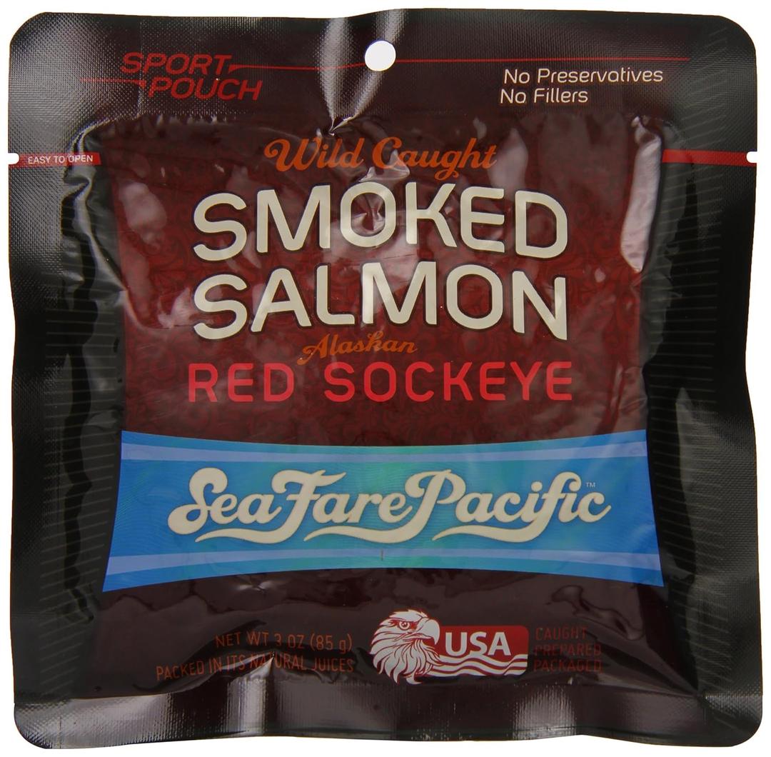 Sea Fare Pacific Wild Caught Smoked Sockeye Salmon Sport Pouch, 3 Ounce (Pack of 12)