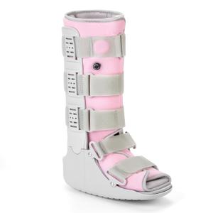 Tall Walking Boot for Broken Foot, Air Cam Walker Boot for Foot Injury, Sprained Ankle, Fracture Recovery, Grey Shell with Light Pink Lining Women Medium