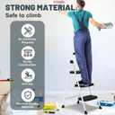 SocTone 3 Step Ladder, Folding Step Stool for Adults with Handle, Lightweight, Perfect for Kitchen& Household, 500lbs Capacity Sturdy Steel Ladder White