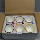 Selamica Ceramic 8 oz Cappuccino Cup Set with Saucers, Espresso Coffee Cups, Latte Macchiato for Party Cafe Home, Set of 6, Assorted Colors