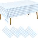 Blue Gingham Tablecloth,4pcs Blue and White Checkered Tablecloth | Rectangular Light Blue Gingham Plastic Tablecloth for Boy Baby Shower,Picnic,Birthday,Wedding,Party,55*108 Inch