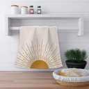 OHSUL Boho Sun Sunrise Sunset Sunshine Line Rainbow Highly Absorbent Kitchen Towels Dish Towels Dish Cloth Set of 2,Bohemian Hand Towels Tea Towel for Bathroom Kitchen Decor,Boho Lover Gifts