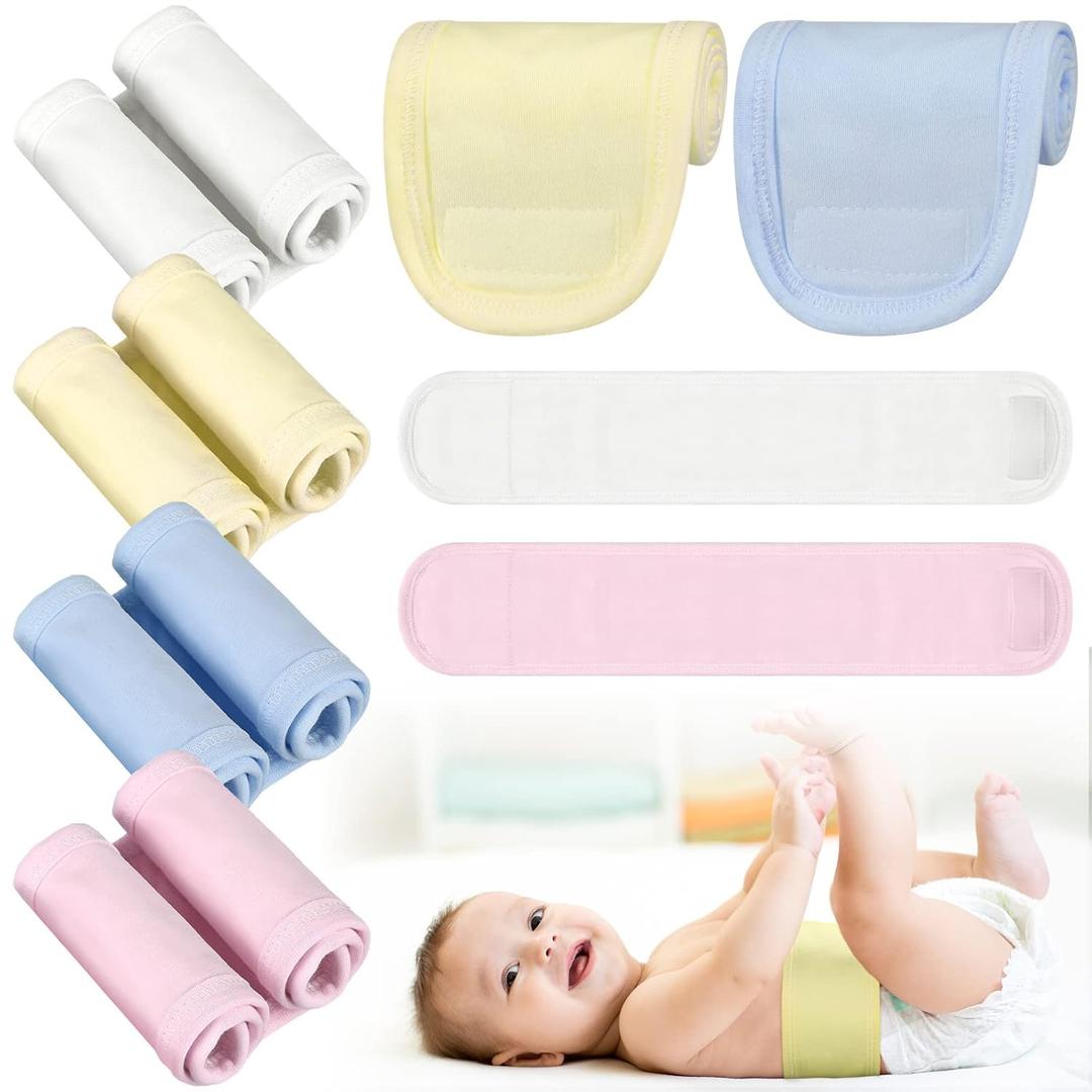 Giegxin 8 Pieces Cotton Baby Umbilical Cord Soft Infant Belly Button Band Protector Newborn Navel Belt for 0-12 Months Babies, 4 Styles