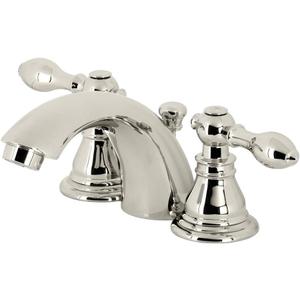 Kingston Brass KB956ACLPN American Classic Mini-Widespread Bathroom Faucet with Plastic Pop-Up, Polished Nickel