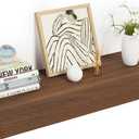 Heimlove 24 x 12 Inch Deep Floating Shelves Wall Mounted with Invisible Brackets,Storage Hanging Shelf for Wall Decor in Bathroom, Bedroom, Toilet, Kitchen, Living Room, Office Set of 1 (Walnut)