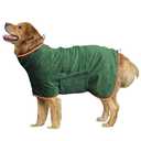 HhiMyOct Dog Drying Coat - Fast Drying Dog Towel Robe - Microfiber Super Absorbent Pet Bathrobe, Adjustable Collar & Belly Strap Pet Coat Pet Bath Robe Towel (XXX-Large, Green)