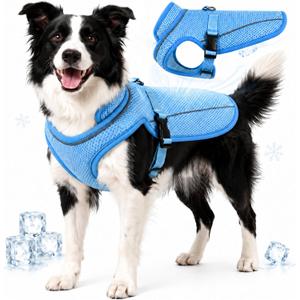 Dog Cooling Vest, Evaporative Cooling Dog Jacket with UV Protection, Lightweight Breathable Mesh Dog Cooling Shirt, Summer Heat Relief Gear with Adjustable Buckles for Hot Weather Walking & Hiking