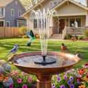 AISITIN Solar Fountain, Solar Bird Bath Fountains Pump with 6 Nozzles, 2026 Upgraded Free Standing Floating Solar Powered Water Fountain Pump for Bird Bath, Garden, Pond, Pool and Outdoor