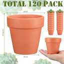 120 Pcs 3 Inch Terracotta Pots Bulk Mini Clay Flower Pots, 120 Pack, Small