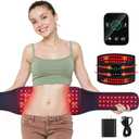 Red Light Therapy Belt for Back Pain Relief, 5000mAh Cordless Infrared Waist Wrap with Pulse/3-Mode Red Light & Vibration Massage, Muscle Relaxation & Post-Workout Recovery