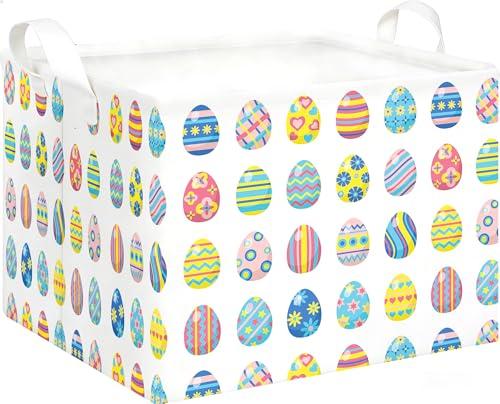 TUZIANAN Easter Basket Empty,Large Easter Egg Basket for Kids Gifts Baskets Cute Foldable Waterproof Lining Collapsible Organizer with Handles for Home Closets Shelf Offices,Bedrooms,Dorm