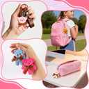 28 Packs Valentine's Day Cards for Kids School with Mini Plush Bear Keychain, Valentines Gift for Kids Classroom Valentines Gifts Valentine's Cards Party Favors