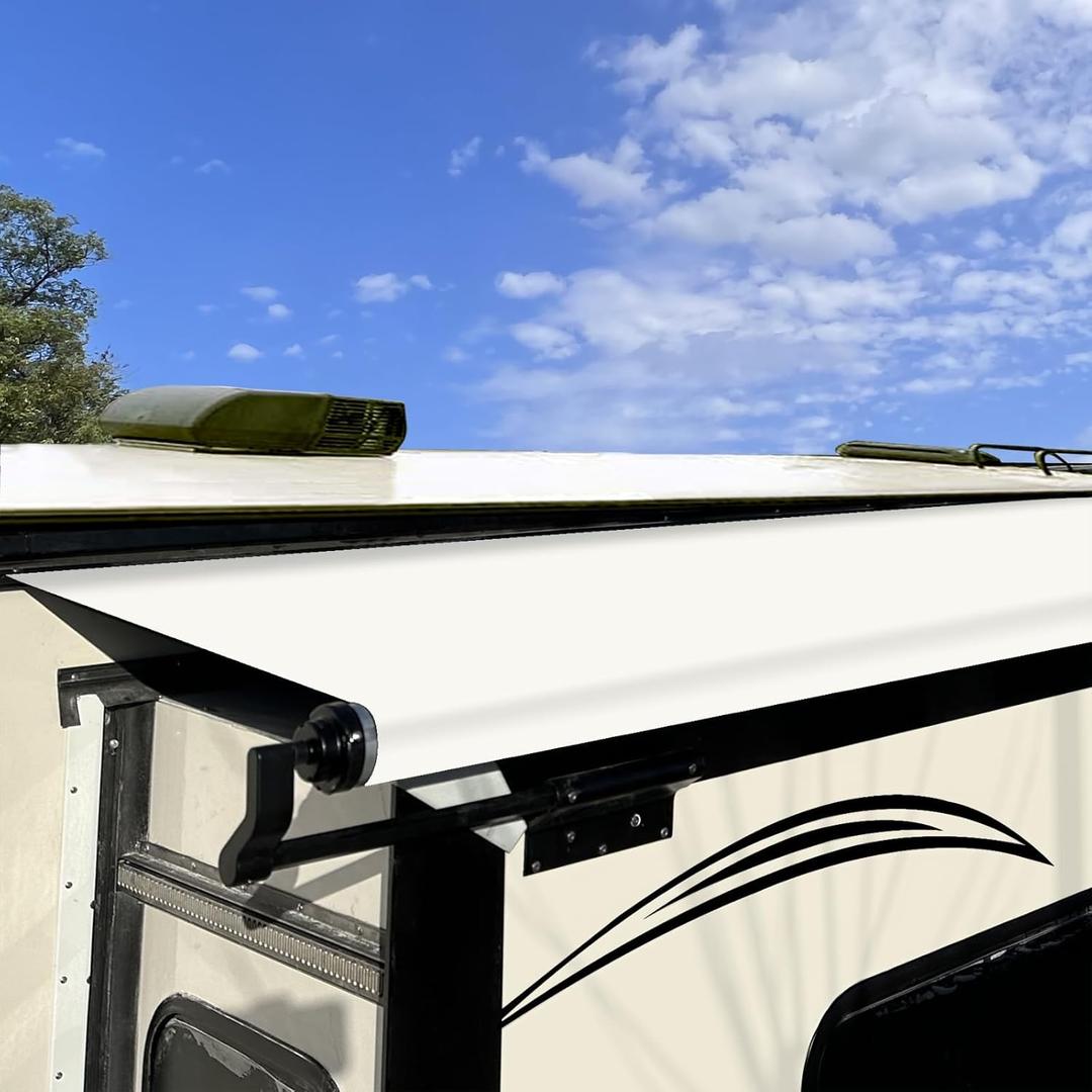 RV Slide Out Awning Fabric Replacement RV Slide Topper Universal Slide Topper Awning Fabric Replacement for 5th Wheel RVs, Travel Trailers and Motorhomes (49" x 200", White Fabric Only)