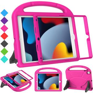 SUPLIK Kids Case for iPad 9th/8th/7th Generation - iPad 10.2 inch 2021/2020/2019 Case with Built-in Screen Protector, Durable Shockproof Handle Stand Kids Cover for Apple iPad 7/8/9 Gen, Pink