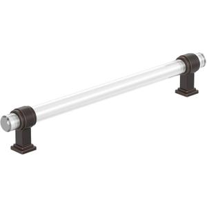 Amerock BP36661CORB | Clear/Oil-Rubbed Bronze Cabinet Pull | 8 inch (203 mm) Center-to-Center Cabinet Handle | Glacio | Drawer Pull | Kitchen Cabinet Handle | Furniture Hardware