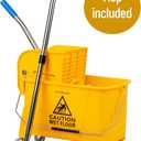 Mind Reader Mop and Bucket Set with Wringer, Mop Included, 5.5 Gallon Cleaning System with Wheels, Upward Press Wringer, Small Mop Compatible