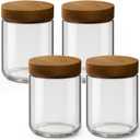 Osfel 16oz 4 Pack Overnight Oats Containers with Lids, Glass Mason Jars with Acacia Wood Airtight Lids, Wide Mouth Meal Prep Storage Jars for Yogurt, Chia Pudding, Salad, Parfait, Snacks, Spice