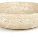 Handmade Travertine Stone Bowl | 7.8" Decorative Key & Fruit Bowl | Kitchen Counter, Dining Table Centerpiece, Entryway & Office Desk Decor (Beige)
