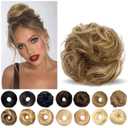 Messy Bun Hair Piece - Real Human Hair Donut Buns for Women (Brown Mixed Honey Blonde) (4 Inch)