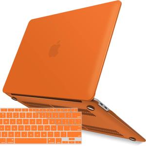 IBENZER Compatible with New MacBook Air 13 inch Case 2022 2021 2020 M1 A2337 A2179 A1932, Plastic Hard Shell Case with Keyboard Cover for Mac Retina Display with Touch ID, Orange, MMA-T13OR+1