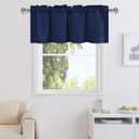 DWCN Valance Curtains for Living Room, Navy Valances for Small Window, Farmhouse Solid Short Topper -1 Panel, 42 X 18 Inch, Navy Blue
